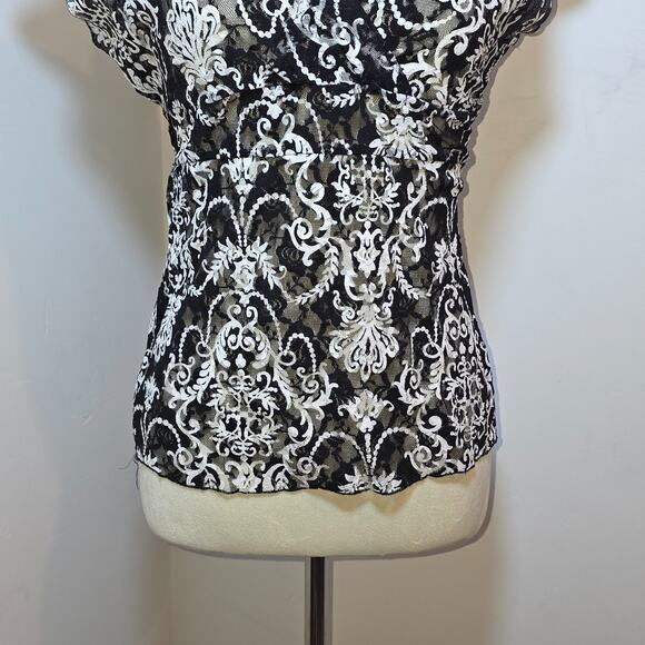 Vintage Y2K Babydoll Lace Top Size S Sheer Stretch Fairy Romantic Bohemian - Picture 3 of 6